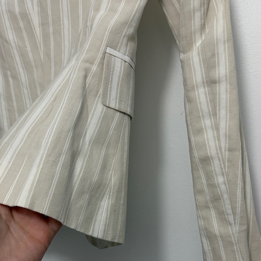 🆕 Massimo Dutti Beige Linen Blend Striped Blazer - Picture 10 of 11